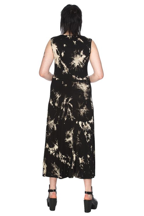 Throw on Tie Dye dress (blk-cream) - Babashope - 5