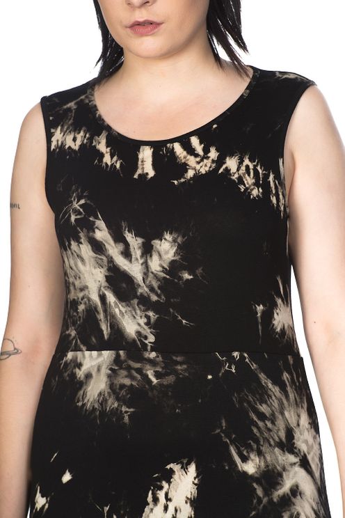 Throw on Tie Dye dress (blk-cream) - Babashope - 5