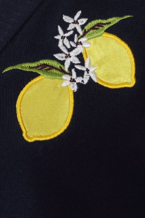 Lemon Cardigan vest (navy) - Babashope - 5
