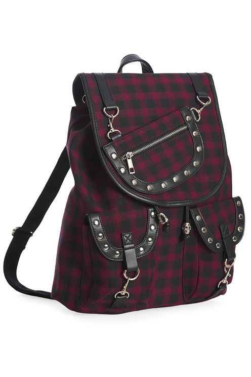 Banned yamy backpack burgundy tartan - Babashope - 5