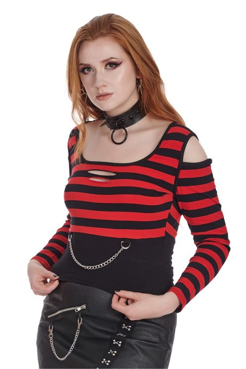 Rebel chic striped top Banned retro - Babashope - 4