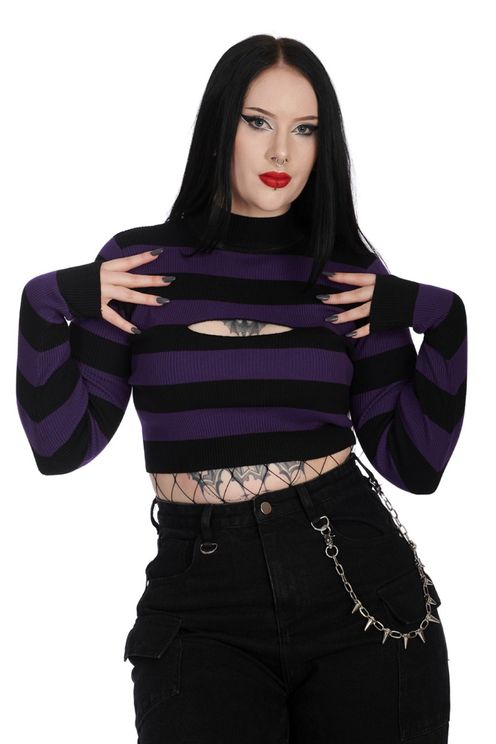 Crash into me jumper zwart paars  - Babashope - 3