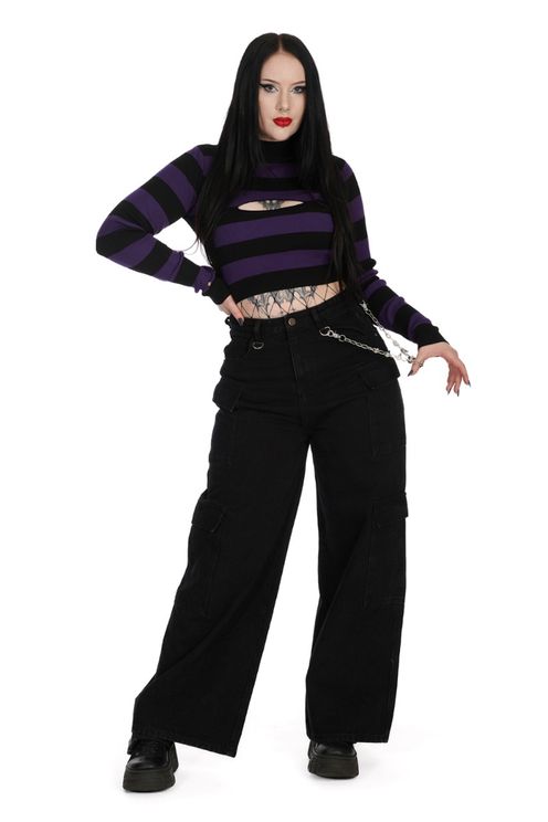 Crash into me jumper zwart paars  - Babashope - 3