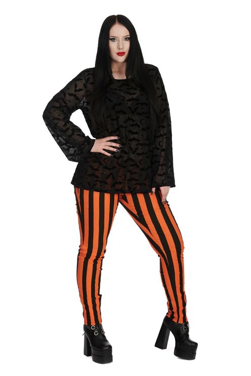 Forever yours striped stretch broek zwart/oranje - Babashope - 3
