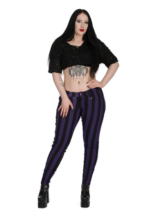 Forever yours striped broek zwart/paars - Babashope - 3