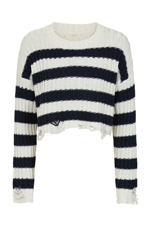 Astrid Gebreide trui navy white stripe - Babashope - 4