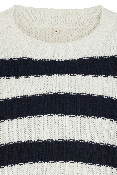 Astrid Gebreide trui navy white stripe - Babashope - 4
