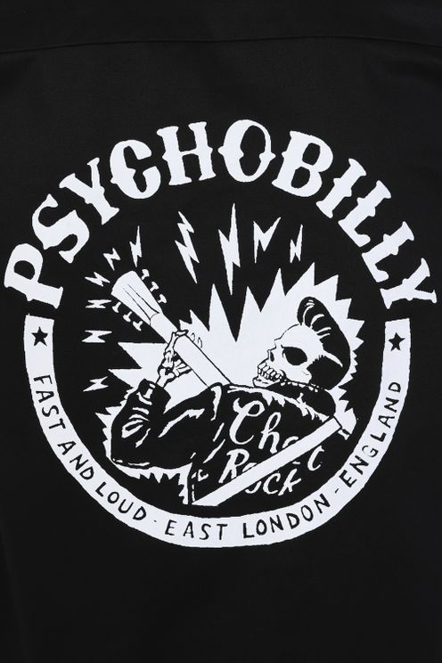 Psychobilly Bowlingshirt zwart/wit - Babashope - 5