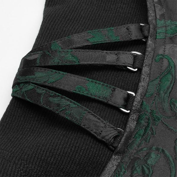 Steampunk jacquard corset top (blk/green) - Babashope - 7
