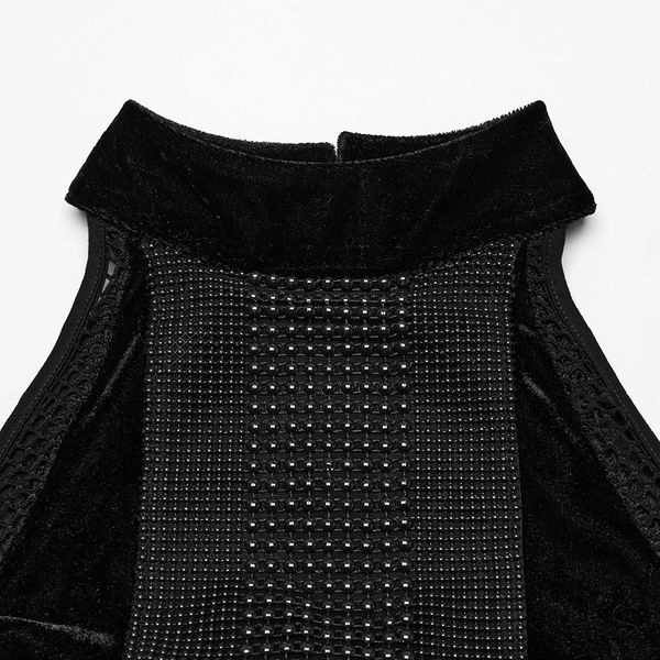 Punk Rave WQ-825LQF velvet & mesh long dress - Babashope - 6