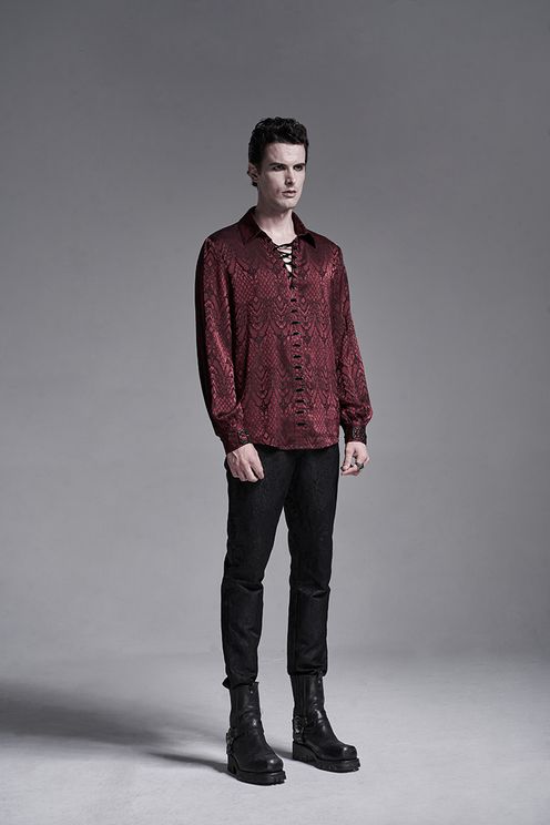 Gothic red jacquard shirt - Babashope - 6