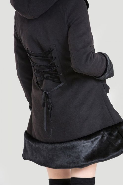 Sarah jane lolita stijl winterjas zwart Hellbunny - Babashope - 8