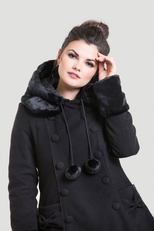 Sarah jane lolita stijl winterjas zwart Hellbunny - Babashope - 8
