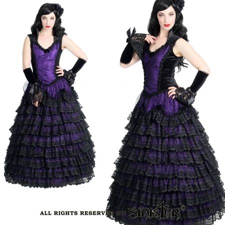 rotatie Fruit groente woestenij Online Metal, Gothic, Punk & Rockabilly shop | Babashop | Sinister Maeve  Jurk in zwart/Paars