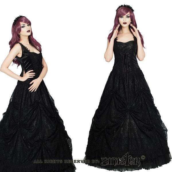Darcia Gothic fluweel & kanten jurk sinister - Babashope - 3