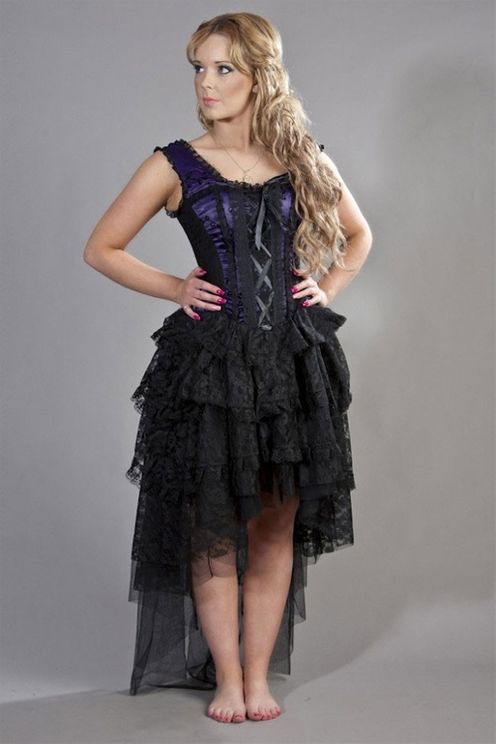 Online Metal, Gothic, Punk & Rockabilly | Babashop | burlesque corset jurk paars koning brokaat