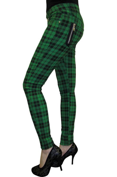 Banned Check skinny Jeans Groen - Babashope - 2