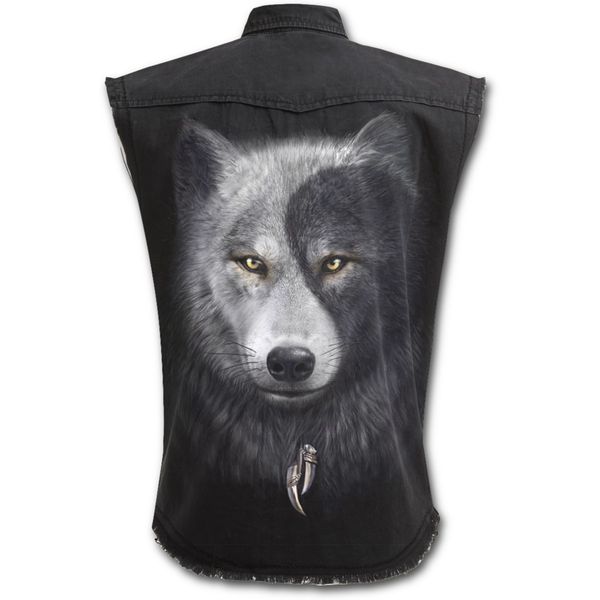Wolf chi worker shirt in zwart met druk knopen - Babashope - 3
