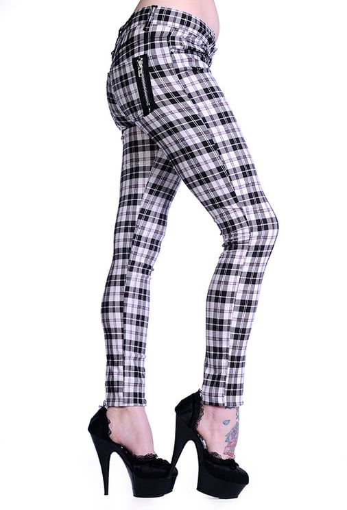 Banned check Skinny Jeans blk/wht - Babashope - 4