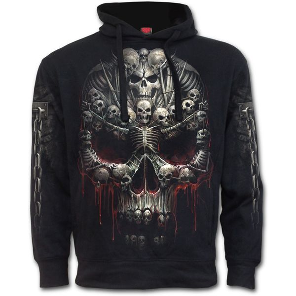 Death bones side pocket hooded sweater in zwart - Babashope - 3