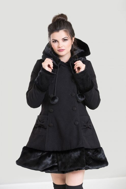 Sarah jane lolita stijl winterjas zwart Hellbunny - Babashope - 8