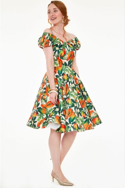 Cherie Tropical Fruit Swing Dress - Babashope - 6