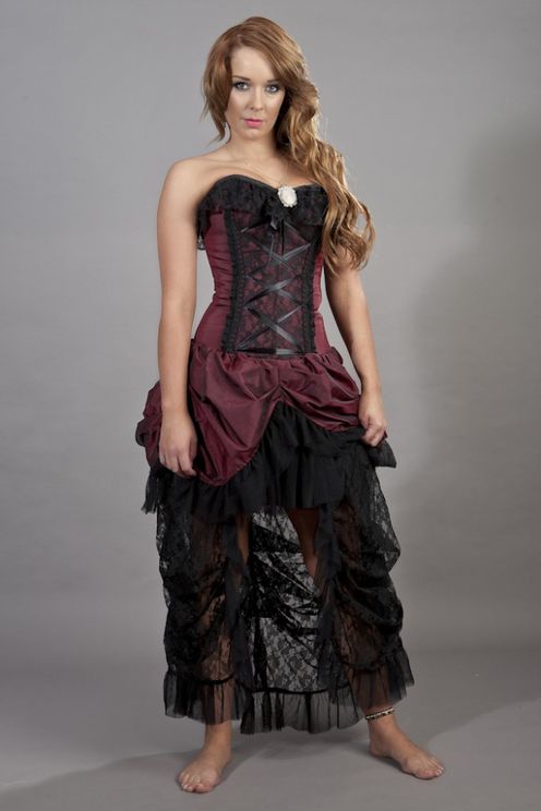 Burleska - Elizabeth corset Dress -  burgundy taffeta - Babashope - 3