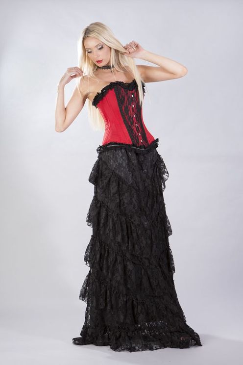 Elizium overbust corset in red taffeta - Babashope - 2