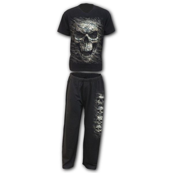 CAMO-SKULL - 4-delige goth & metal stijl pyjama - Babashope - 4