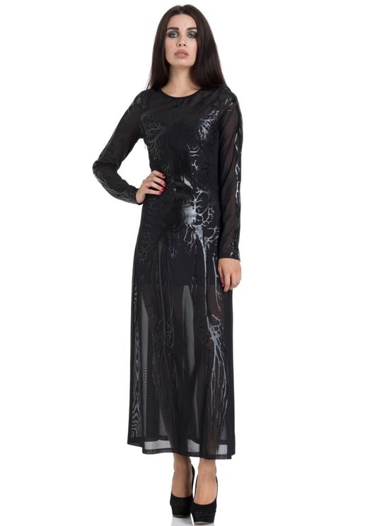 Black Hearted Veins Maxi Dress - Babashope - 4