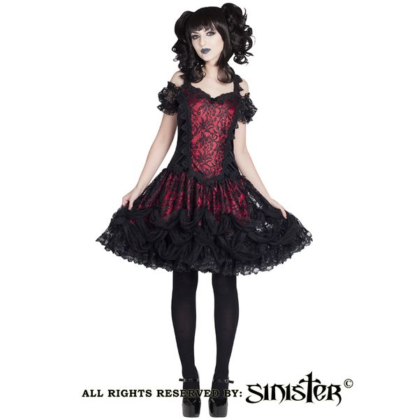 Cecile lolita gothic mini jurk rood sinister - Babashope - 3