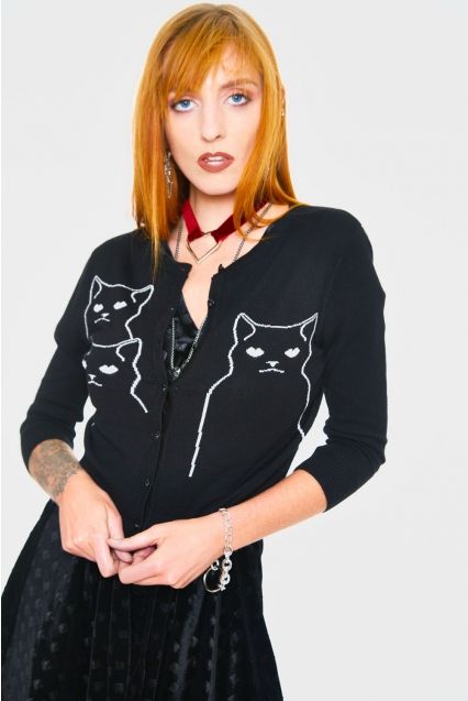 Salem Grumpy Kitty Cardigan - Babashope - 8