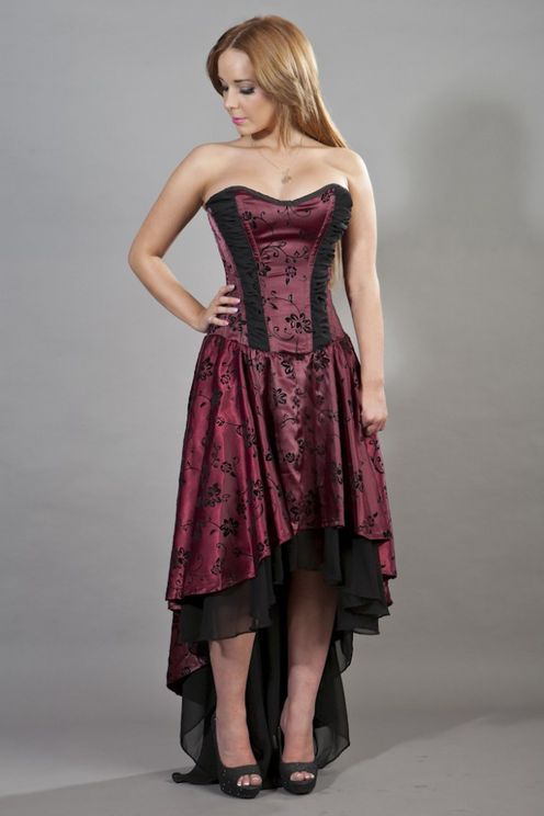 Burleska - Valerie Corset Dress - burgundy Satin flock - Babashope - 3