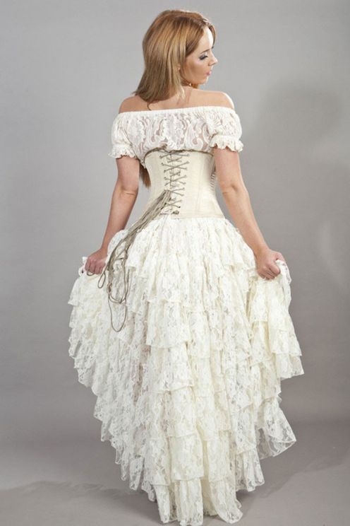 Burleska - Amelia long burlesque skirt in cream lace - Babashope - 3