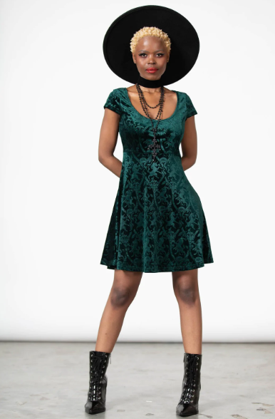 Killstar Devilry skaterdress (emerald) - Babashope - 4