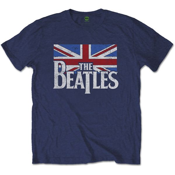 The Beatles Drop T Logo & Vintage flag (navy-blue) - Babashope - 2