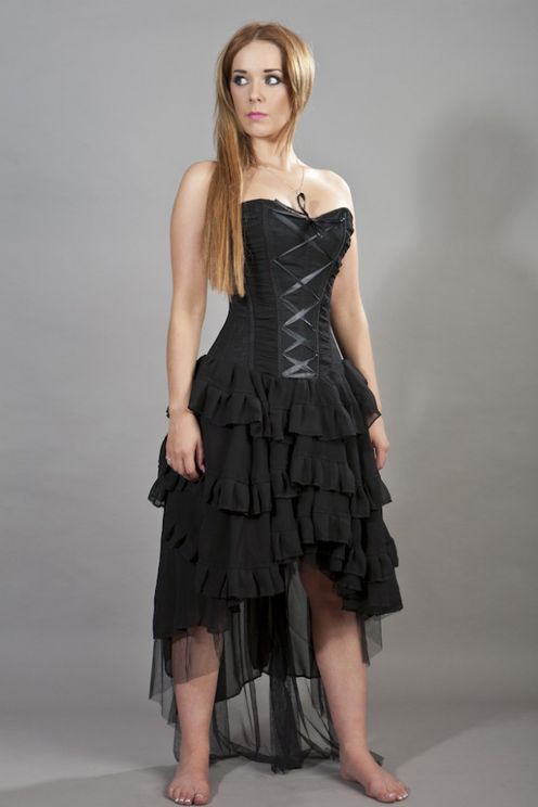 zak lager beheerder Online Metal, Gothic, Punk & Rockabilly shop | Babashop | Beverly corset  dress black georgette