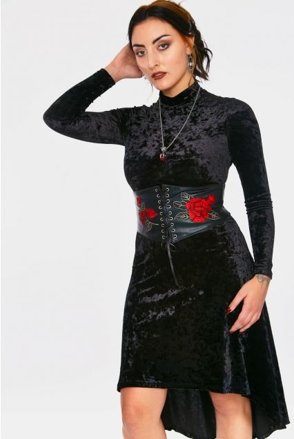 Zwart fluwelen goth jurk - Babashope - 6