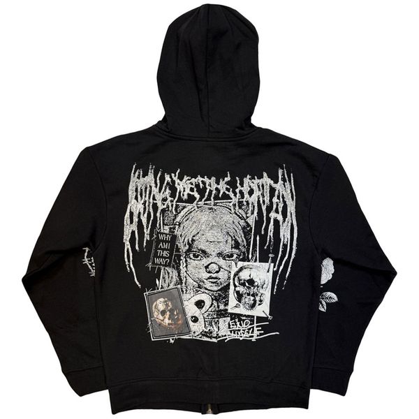 Bring Me The Horizon Unisex Zipped Hoodie: Nailed Symbol (Black) (Back Print) - Babashope - 2