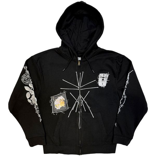 Bring Me The Horizon Unisex Zipped Hoodie: Nailed Symbol (Black) (Back Print) - Babashope - 2