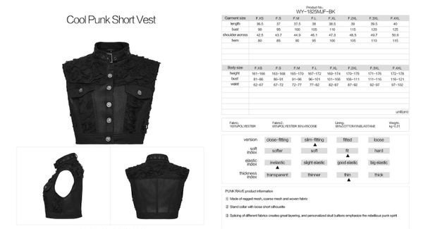 Black cool punk short vest - Babashope - 10