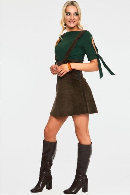 Bo mustard flower corduroy overall skirt - Babashope - 4