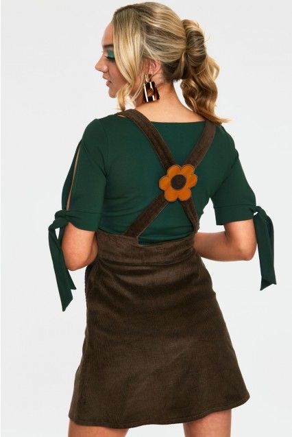 Bo mustard flower corduroy overall skirt - Babashope - 4