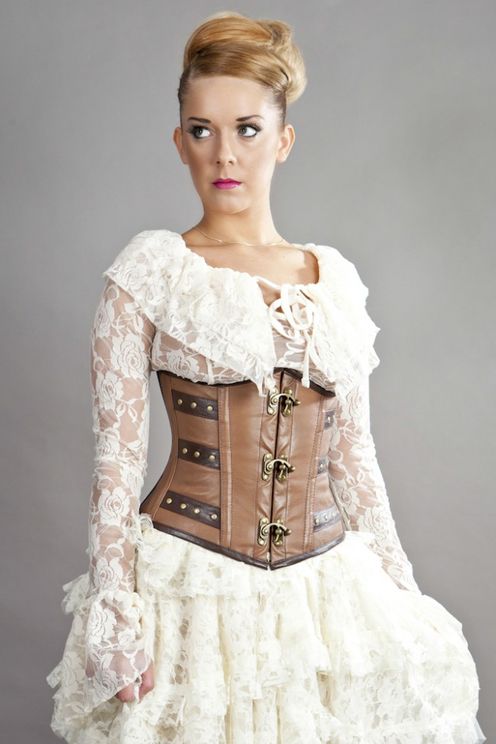 BURLESKA - C-Lock underbust corset camel/brown napa leather - Babashope - 3