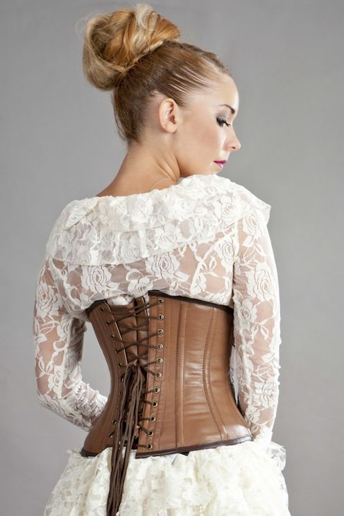 BURLESKA - C-Lock underbust corset camel/brown napa leather - Babashope - 3