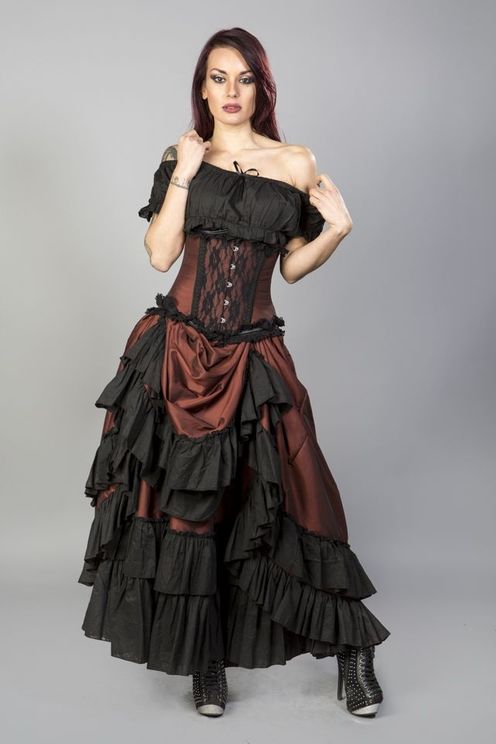 Carnation Victorian maxi rok in (koper kleurig) taffeta - Babashope - 4