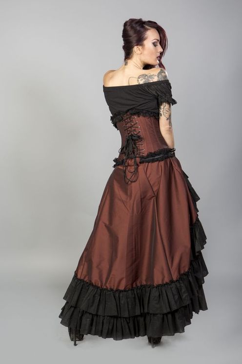 Carnation Victorian maxi rok in (koper kleurig) taffeta - Babashope - 4