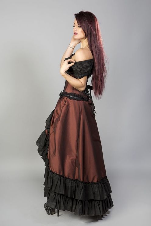Carnation Victorian maxi rok in (koper kleurig) taffeta - Babashope - 4