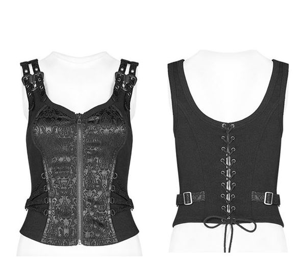 Gothic waistcoat top (black/silver) - Babashope - 4