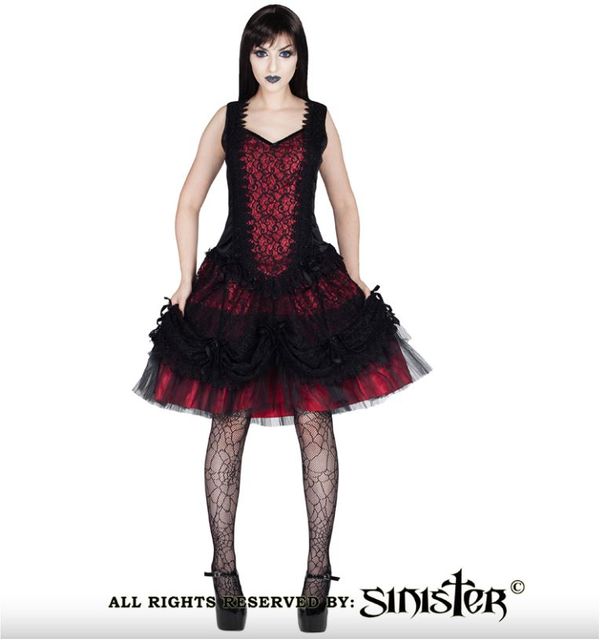 Sinister 964 Cecile lolita gothic mini jurk rood sinister - Babashope - 3